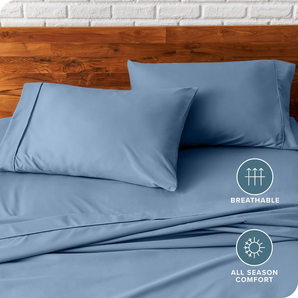 BareHome Bare Home Microfiber Pillow Cases - Standard/Queen Size Set of 2 - Cooling Pillowcases - Double Brushed - Coronet Blue Pillowcases…