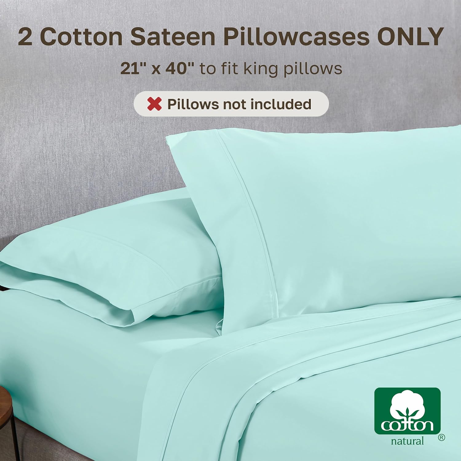 CaliforniaDesignDen California Design Den 400 Thread Count 100% Cotton Pillowcases, Seafoam King Pillowcase Set of 2, Long - Staple Combed…