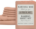 KARISSA MAE 6 Piece Pure Viscose from Bamboo Queen Size Sheet Set | 100% FSC Certified | Luxuriously Soft | Cooling | 18" Deep Pocket…