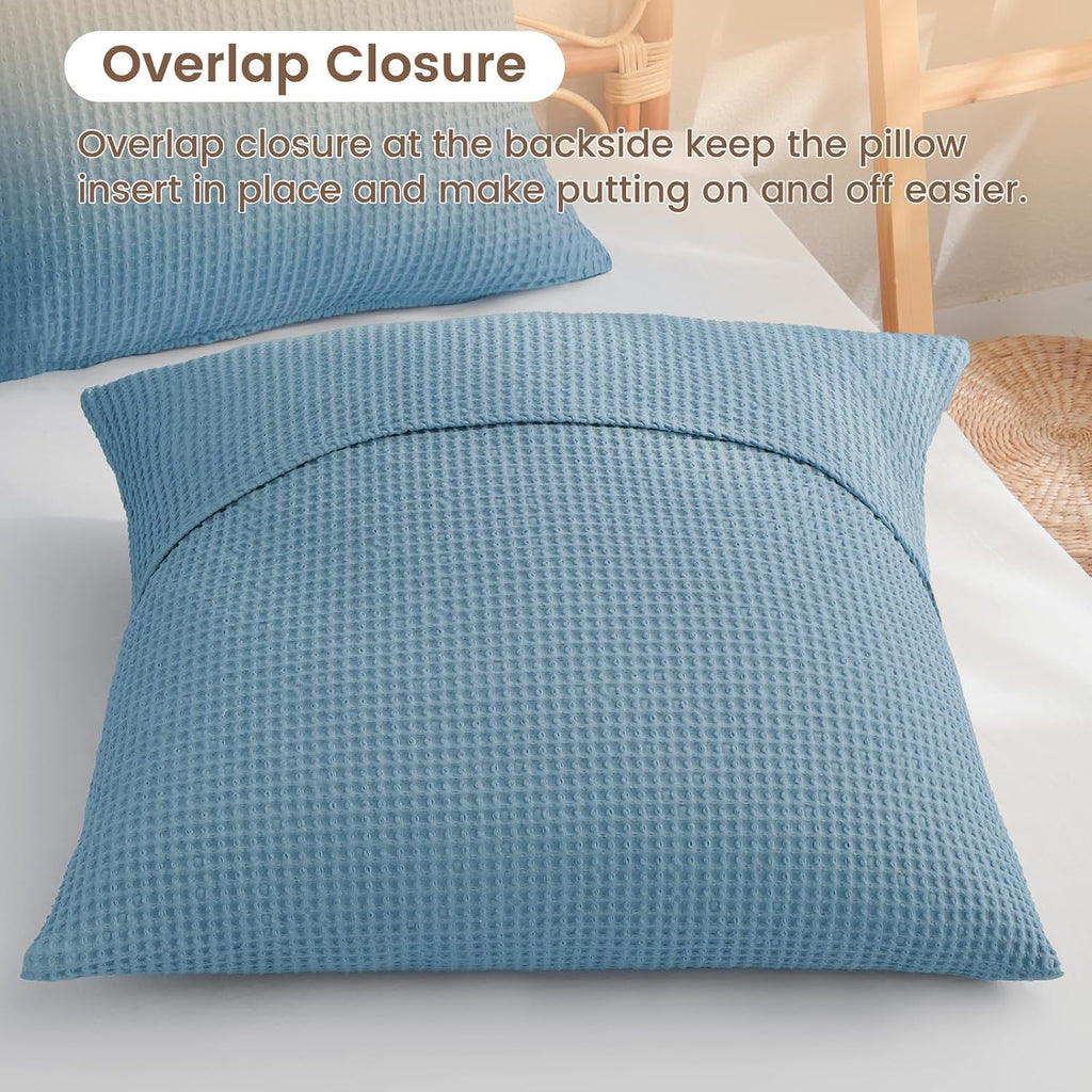 Phf 100% Cotton Waffle Weave Euro Shams 26" x 26", No Filling, 2 Pack Elegant Home Decorative Euro Throw Pillow Covers for Bed Couch Sofa,…