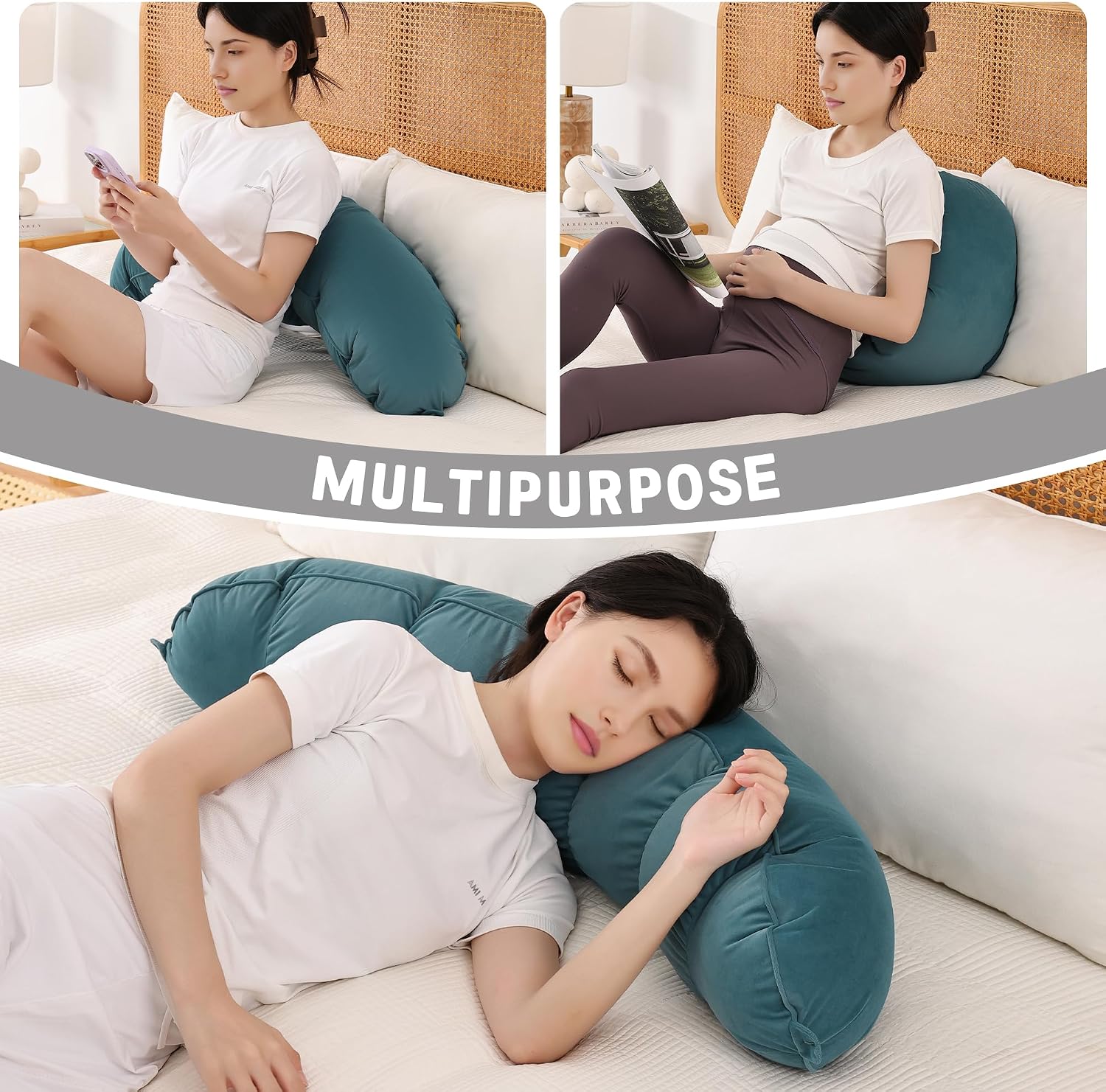 Peallow(Pat. Pend) – Long Round Body Pillow for Adults, Bolster Pillow for Sleeping, Soft and Supportive Pillow for Sleeping & Lumbar…
