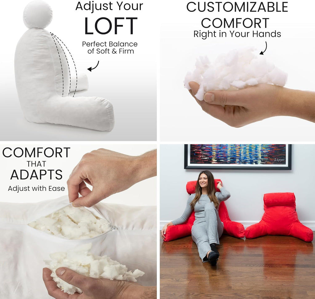 HusbandPillow Husband Pillow Medium Reading Pillow with Arms - 23" Backrest for Sitting Up in Bed - Firm Support Bed Rest Pillow for Adults…