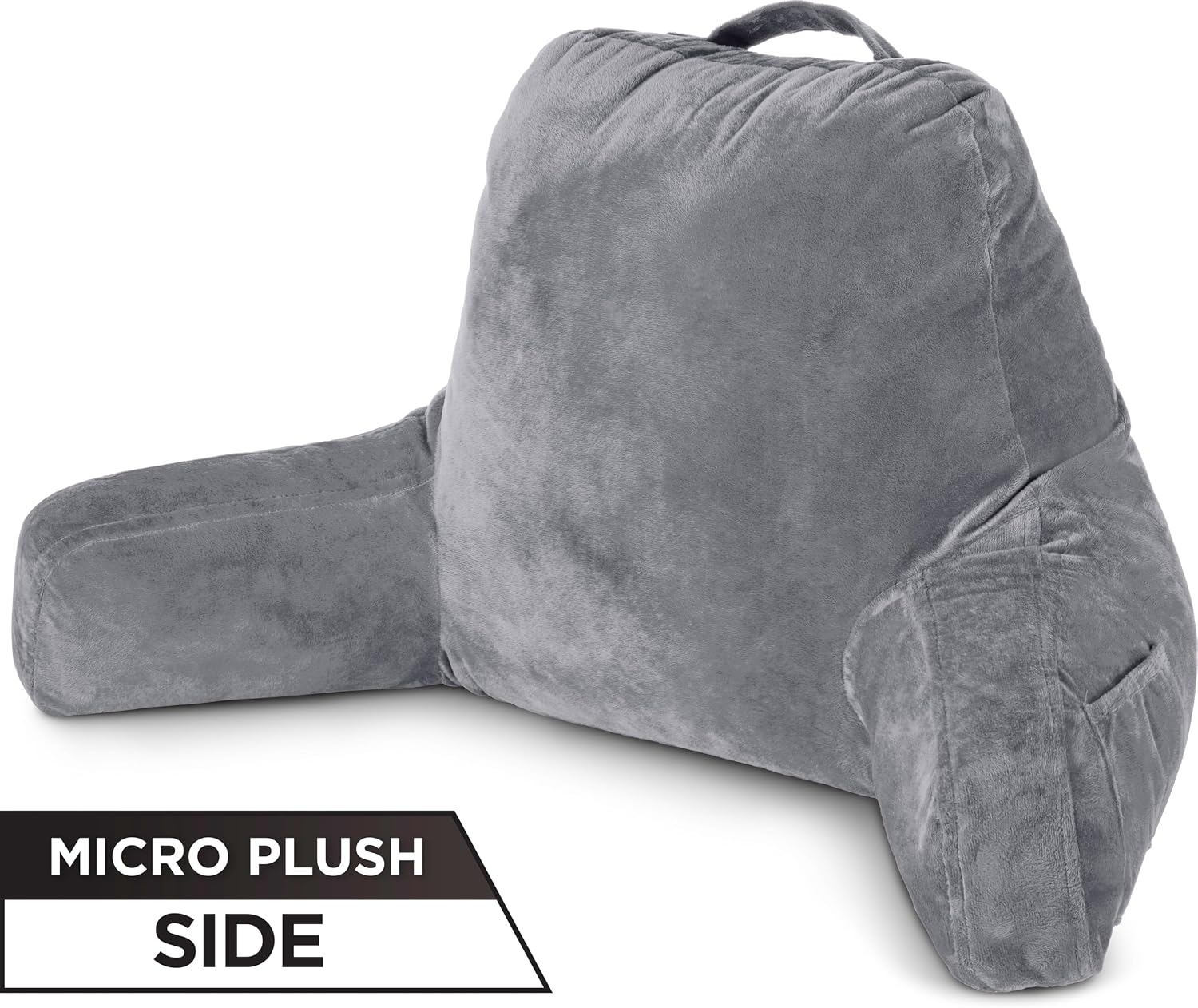 Husband Pillow Aspen Iron Grey, Reading Pillow Bed Rest Chair, Two-Sided Reversible Fabric, Large Lounge Cushion Adult Backrest with…