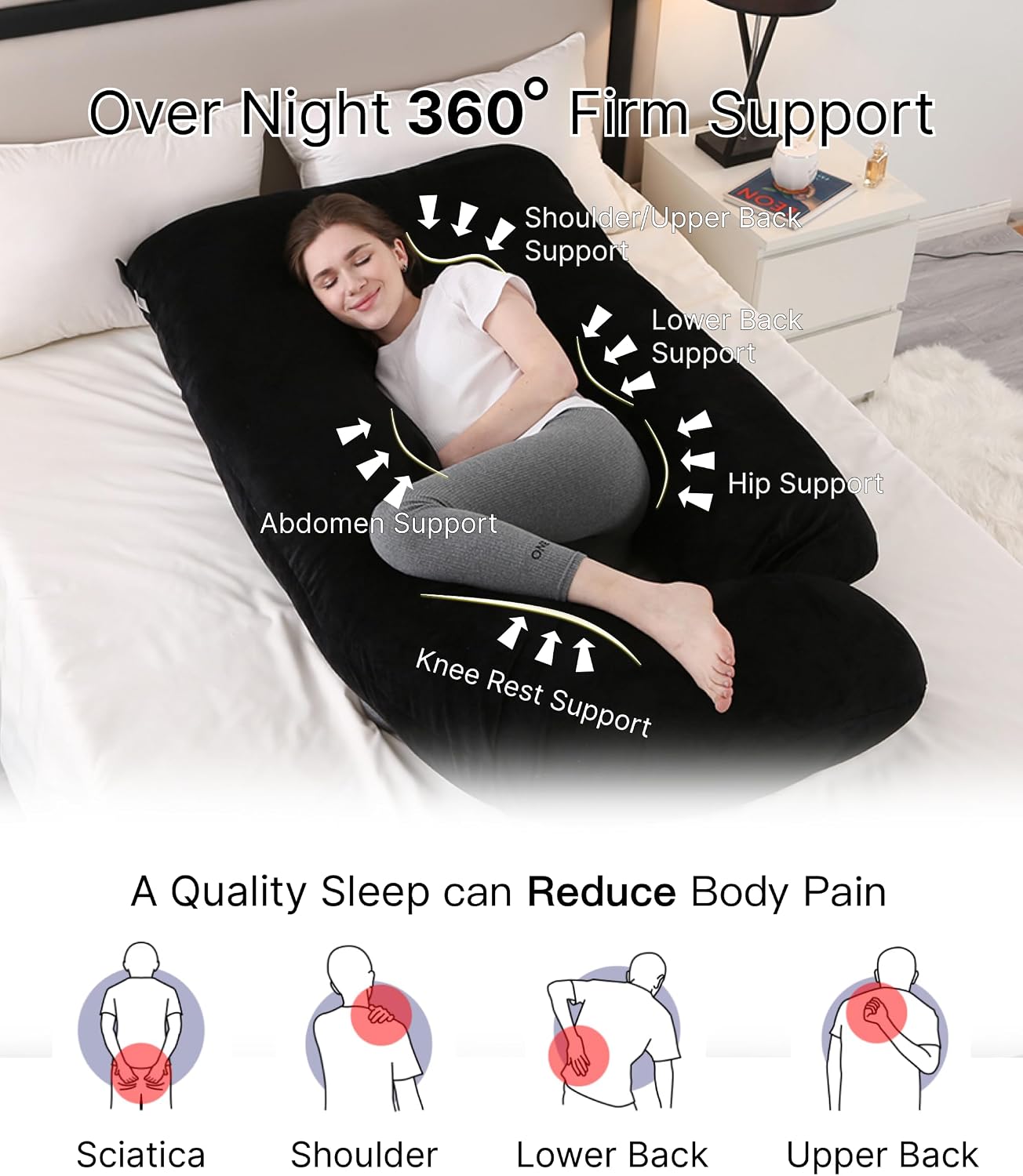 ALLOPERA Pregnancy Pillow, Full Body Maternity Pillow 57 inch, with Removable Washable Cover - Sleep Support for Legs, Back, Neck…
