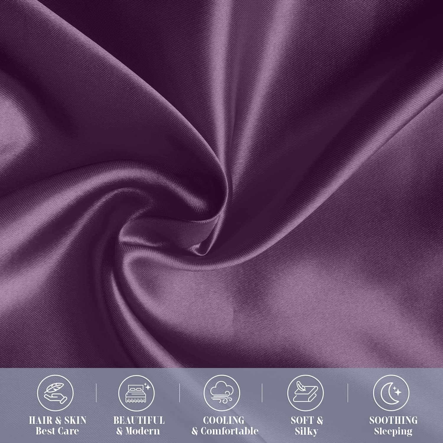 Elegantcomfort Elegant Comfort 2-Pack Cooling Viscose Satin Pillowcase Set with Hidden Zipper Closure, Silky Smooth for Hair and fabric…