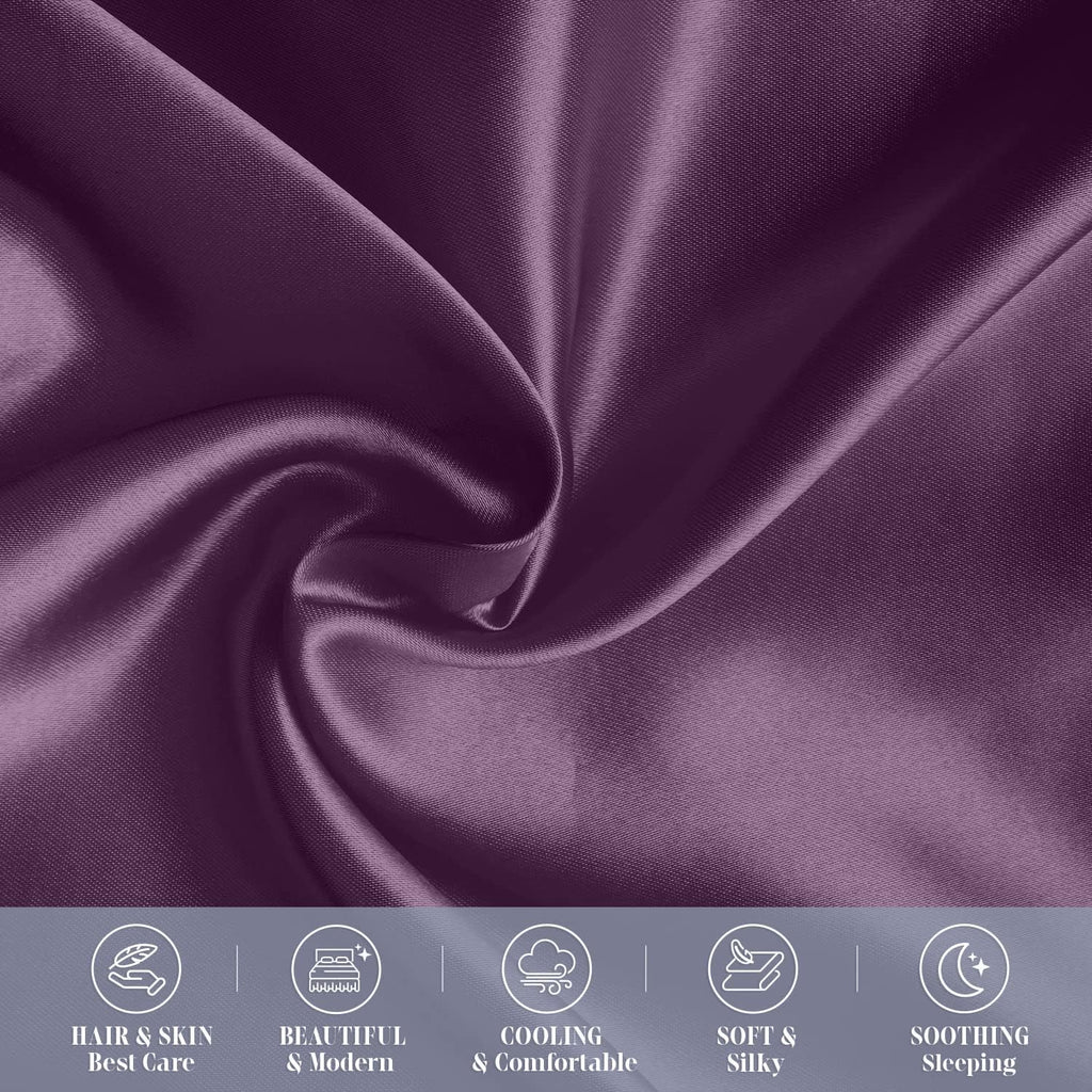 Elegantcomfort Elegant Comfort 6-Pack King Purple Satin Pillowcase Set with Hidden Zipper Closure, 20" x 40"