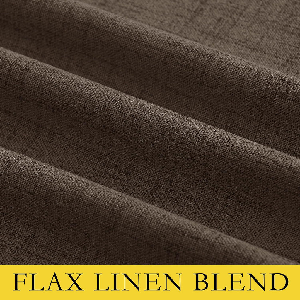 NICETOWN Coffee Vintage Linen 100% Blackout Curtains for Living Room, Thermal Insulated Curtains 48" Long, Noise Reducing Window…