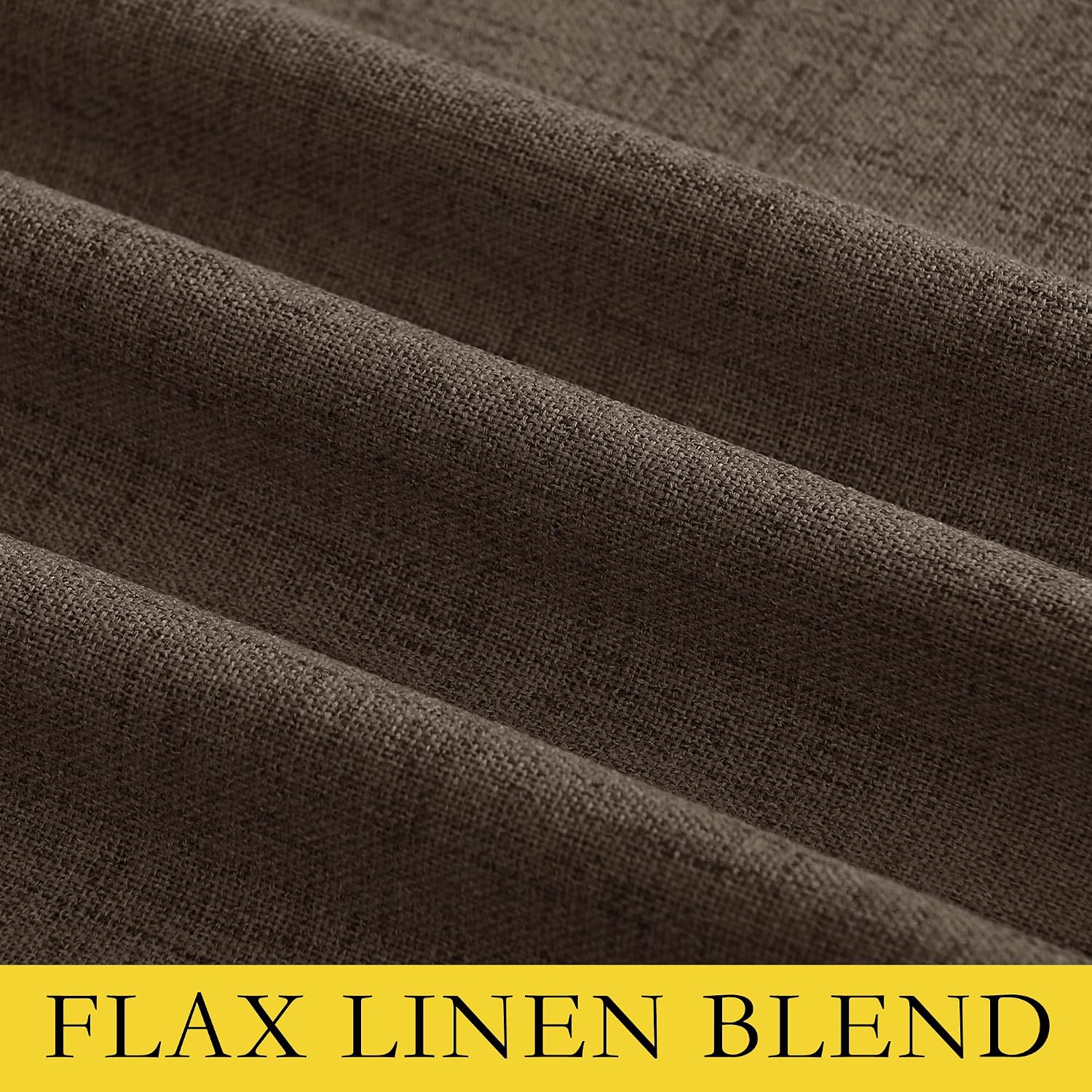 NICETOWN Coffee Vintage Linen 100% Blackout Curtains for Living Room, Thermal Insulated Curtains 48" Long, Noise Reducing Window…