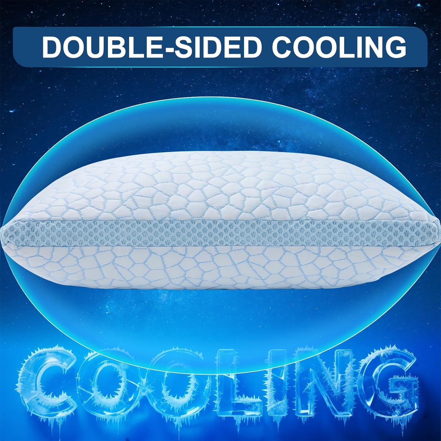 Qutool Enhanced Cooling Pillows for Sleeping, CertiPUR-US Shredded Memory Foam Pillows Standard Size Set of 2 for Hot Sleeper, Adjustable P…