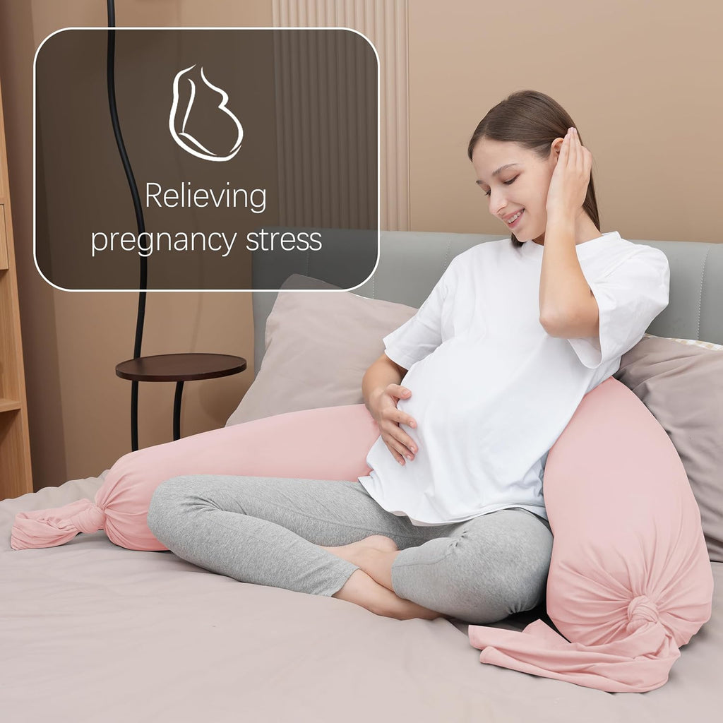 Moonpark MOON PARK Pregnancy Pillow - Incredibly Smooth and Soft Cooling Cover I Shaped Full Body Maternity Pillow with Removable Cover - S…