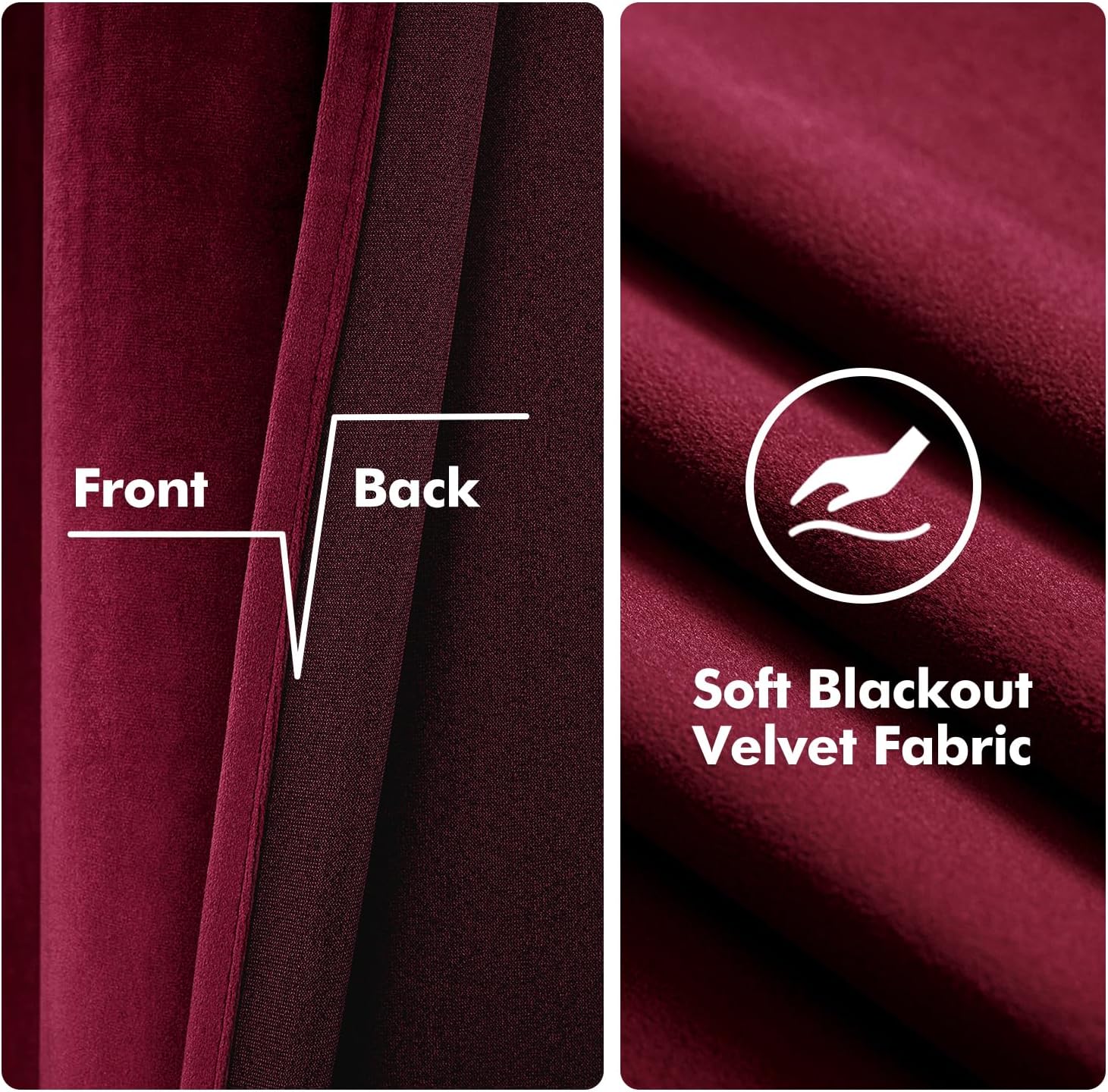 MIULEE Christmas Burgundy Velvet Curtains Solid Soft Red Blackout Curtain Grommet Top Thermal Soundproof Room Darkening…