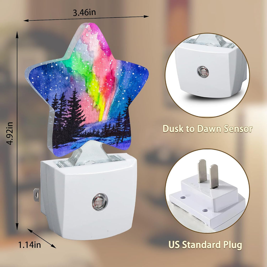 Northern Lights Night Light Plug-in Dusk to Dawn Smart Sensor White Led Nightlight for Bedroom Bathroom Kitchen Hallway Stairs Energy…