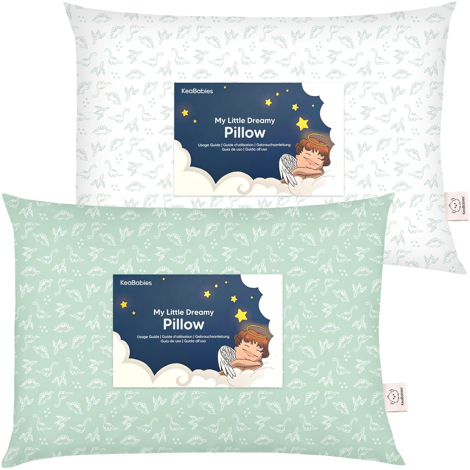 KeaBabies 2-Pack Toddler Pillows 2 Year Old to 5-13x18 Soft Organic Cotton Kids Pillow for Sleeping, Travel, School, Daycare, Nap…