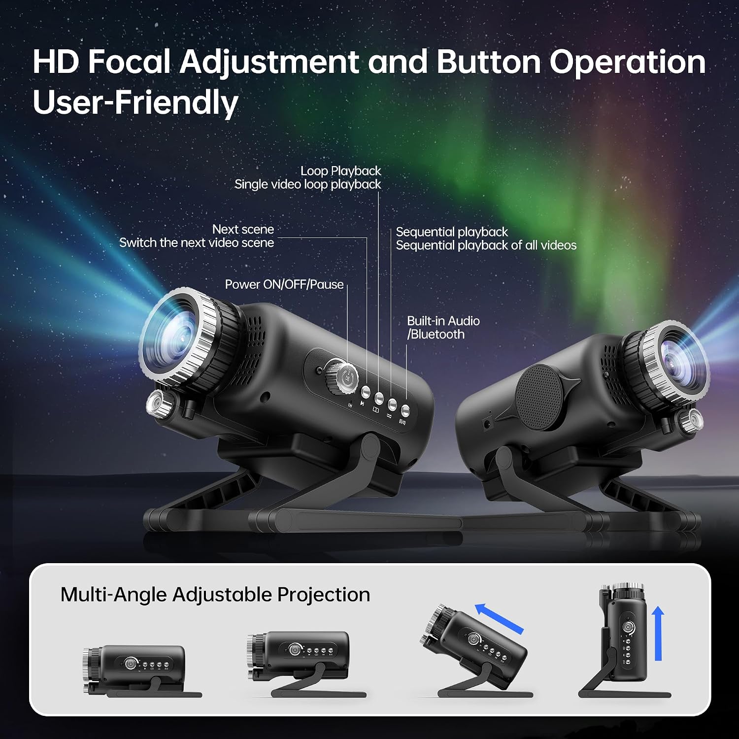 Homelist 3D Galaxy Projector Light for Kids & Adults with White Noise & Bluetooth Speaker, 60 Scenes Star Projector Night Light f…