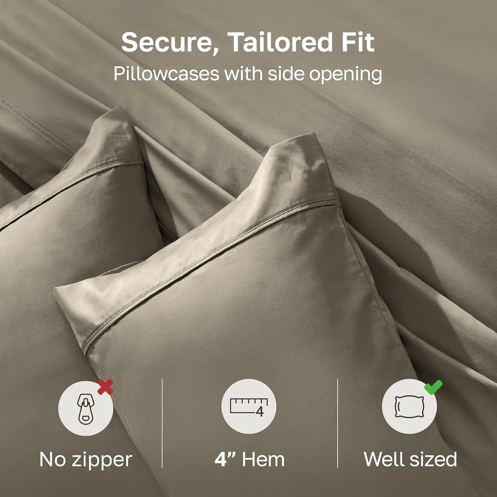 CaliforniaDesignDen California Design Den King Size Pillowcase Set - 400 Thread Count, 100% Cotton Sateen, Set of 2 Pillow Covers, Soft and…