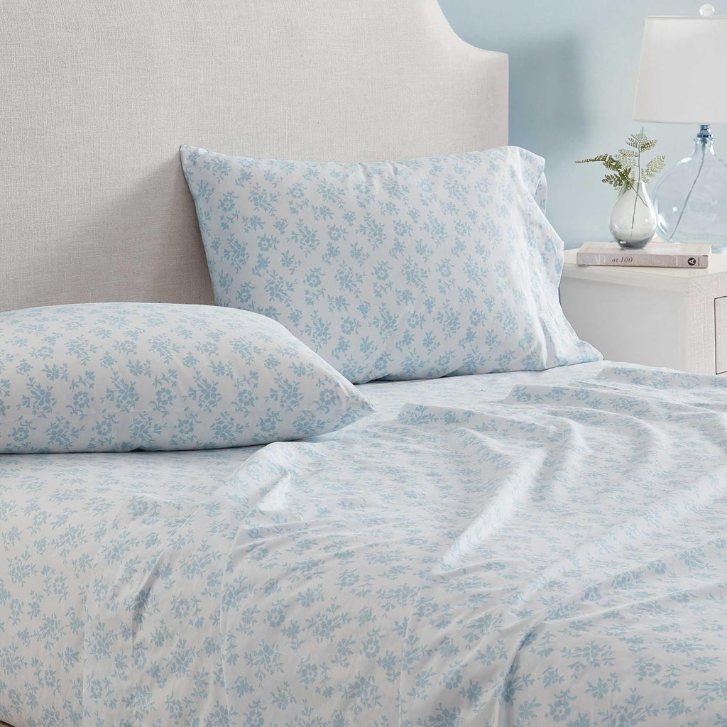 MarthaStewart Martha Stewart - King Size Sheets Set, Crisp & Tailored Cooling Sheets w/a Naturally Smooth Cotton Percale Lightweight Feel -…