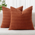 Miulee Pack of 2 Corduroy Decorative Throw Pillow Covers 18x18 Inch Soft Boho Striped Pillow Covers Modern Farmhouse Home Decor for Sofa Li…