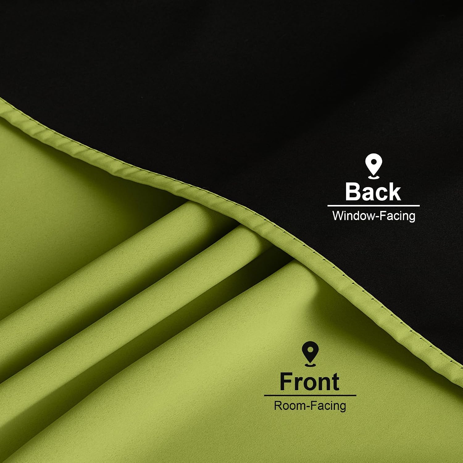Nicetown 100% Blackout Curtains for Bedroom, Fresh Green 2 Pieces W52 x L84 Energy Efficient & Thermal Insulated Drapes, Rod Pocket Black L…