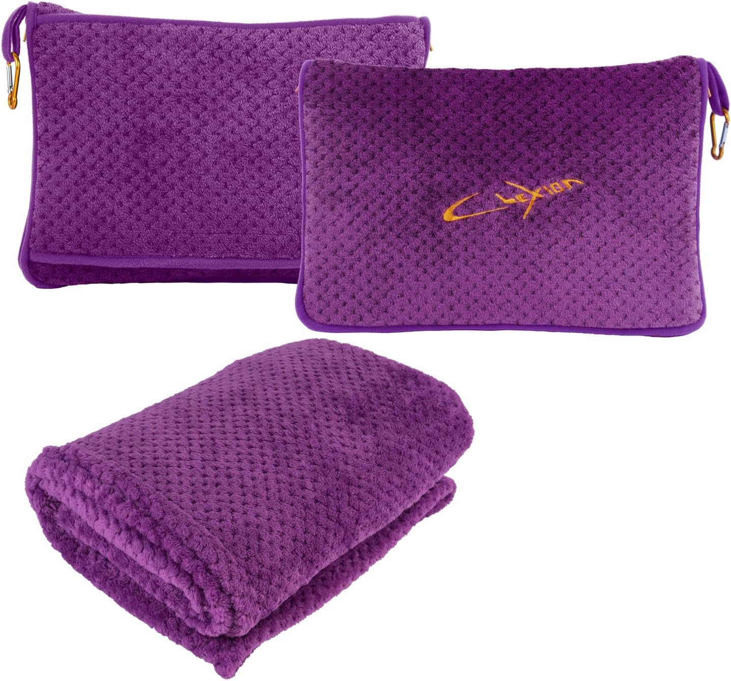 Travel Blanket Pillow-Premium Soft 2 in 1 Airplane Blanket for Long Trips Essentials with Bag Pillowcase, Hand Luggage Sleeve and…