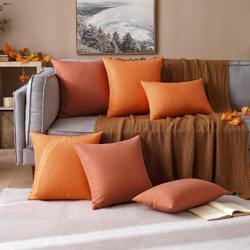 Miulee Pack of 2 Decorative Outdoor Solid Waterproof Throw Pillow Covers Faux Linen Garden Farmhouse Cushion Cases for Summer Patio Tent Ba…