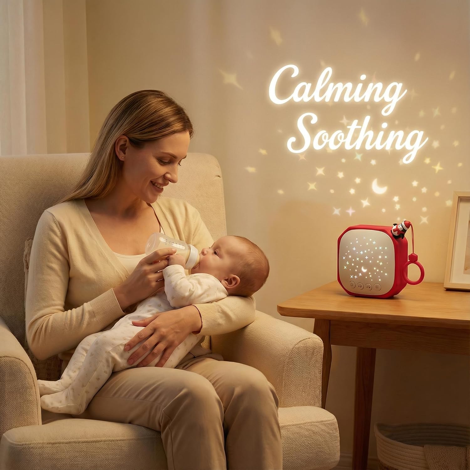 Junificent Portable Sound Machine for Baby Relaxation | White Noise Machine with Star Projector | Calm Soother Music Sound with H…