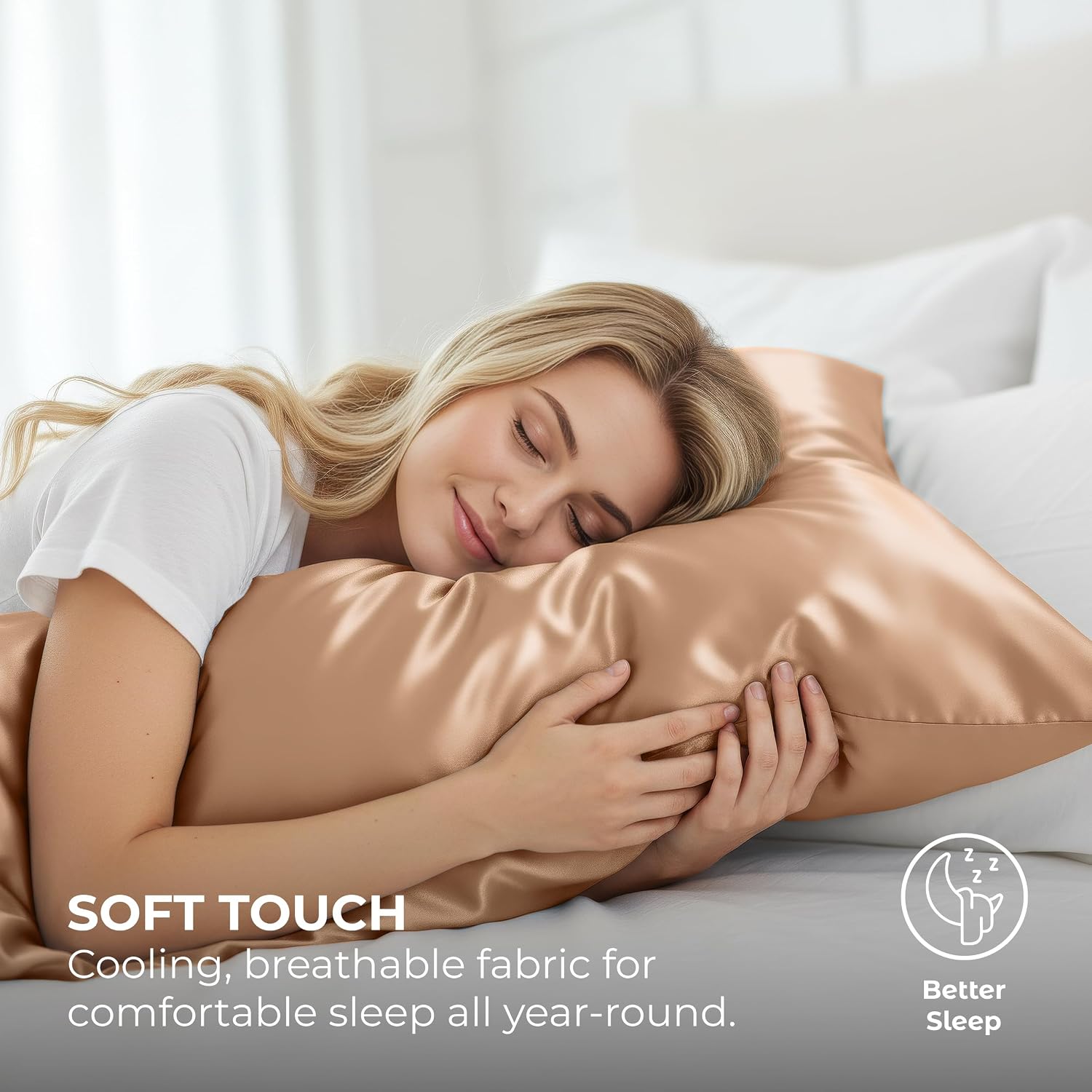 PureBedding Pure Bedding Satin Pillowcase 2 Pack - King Size (20"x40", Rose Gold) - Silky Pillow Cases for Hair and Skin - Satin Pillow Cov…