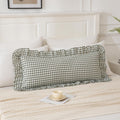 Qilunn 14x36 inches Sage Green Plaid Ruffle Lumbar Pillow Sham 1 Piece, Pure Cotton Gingham Decor Pillowcase French Country Vintage Cushion…