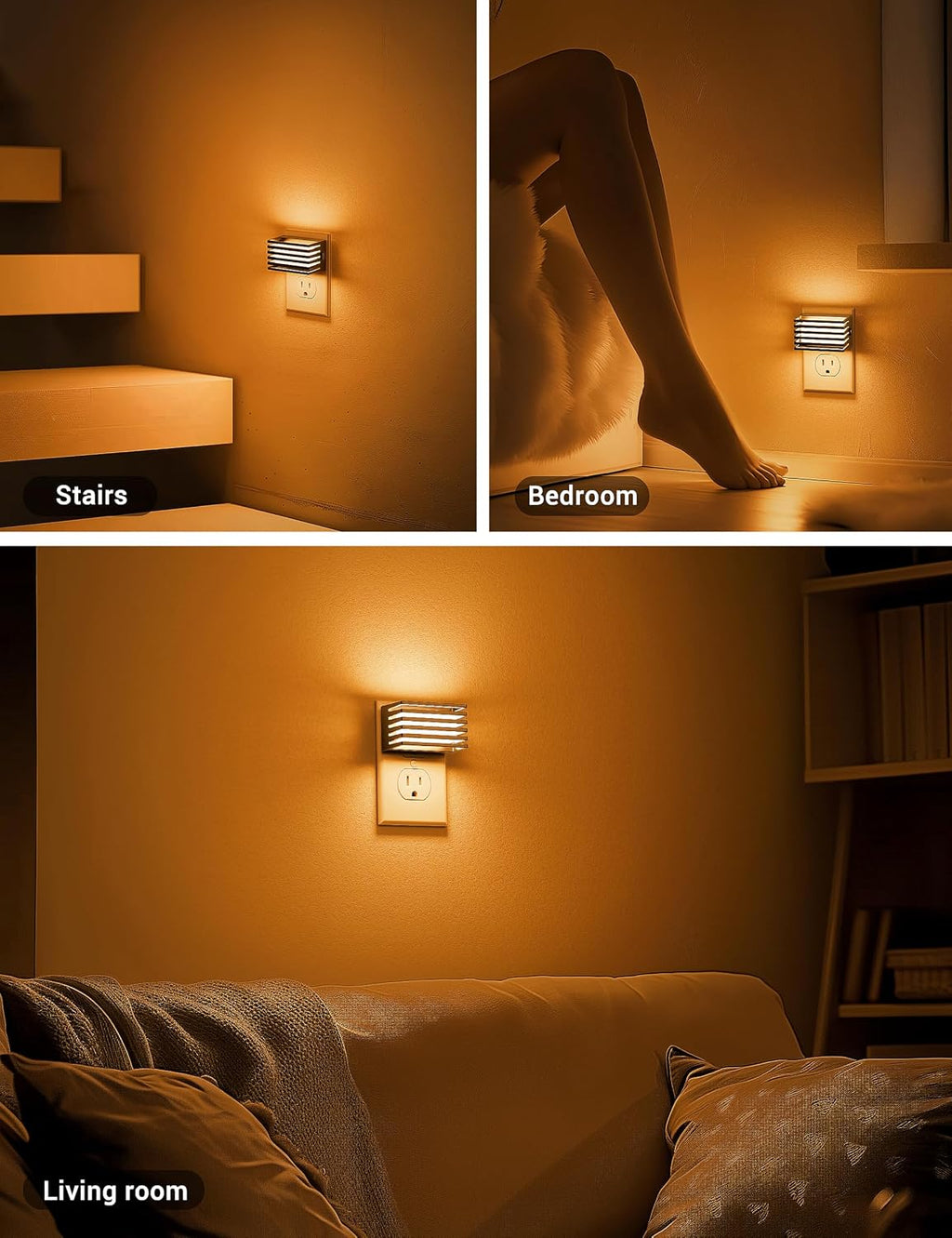 JandCase Amber Night Light, [2 Pack] Night Lights Plug into Wall with Dusk to Dawn Sensor, Dimmable Plug in Night Light, Adjustable…