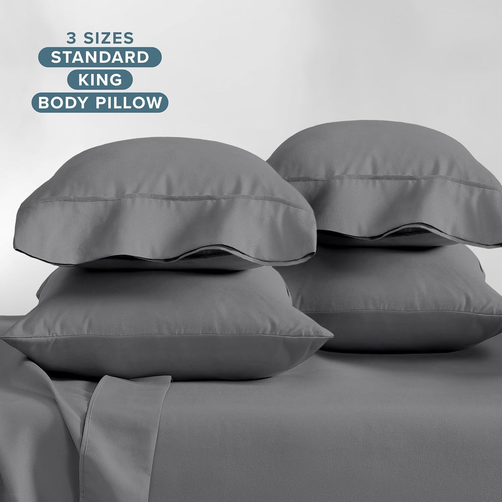 BareHome Bare Home Microfiber King Size Pillowcases - 4 Pack, Grey, 20x40 4 Pack Grey