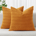 Miulee Pack of 2 Burnt Orange Corduroy Decorative Pillow Covers 18x18 Inch Soft Boho Striped Throw Pillow Covers Modern Farmhouse Home Deco…
