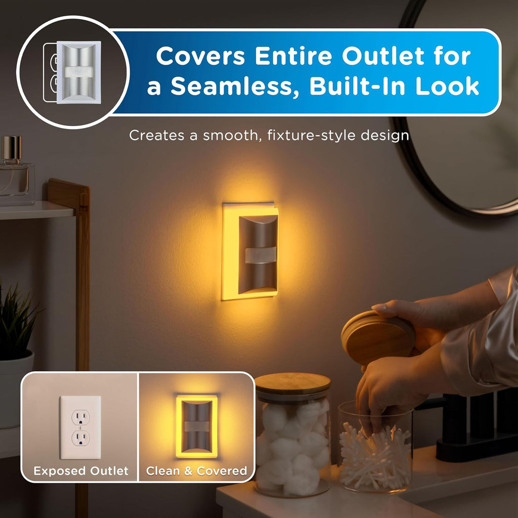 Enbrighten SleepLite LED Night Light Motion Sensor Nightlight Dusk to Dawn Amber Lights Ambient Lighting Room Decor for Bedroom Baby…