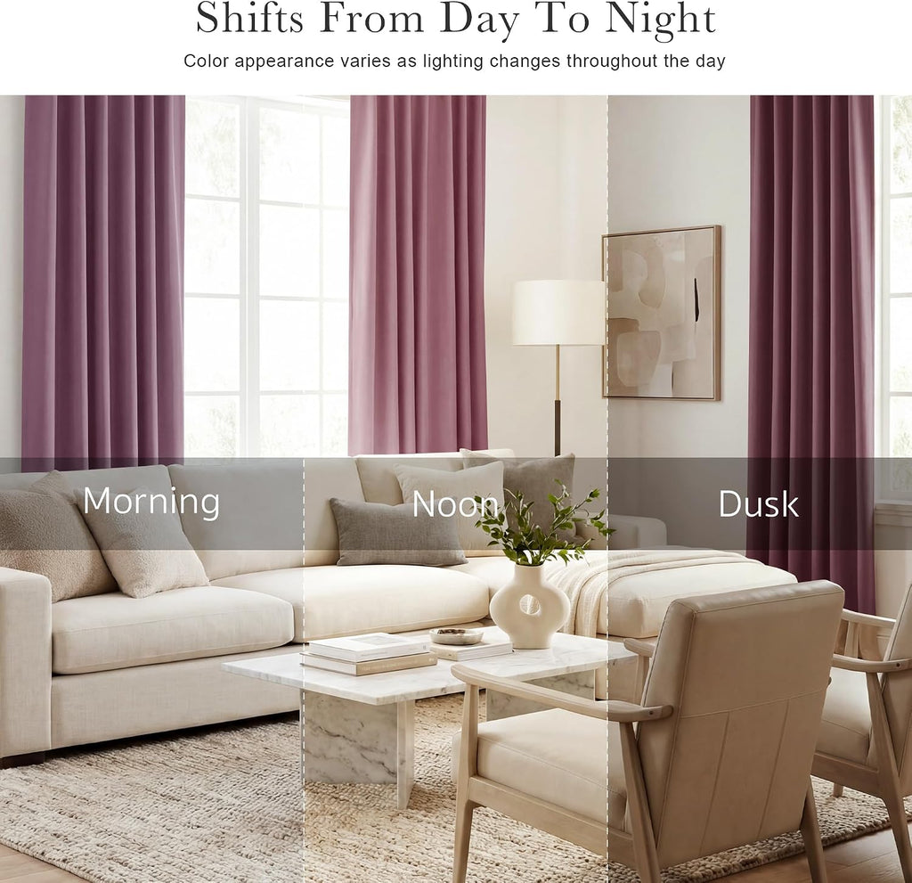 Ponydance PONY DANCE - Window Curtains - 42 inch W by 45 L Dusty Rose Thermal Insulated Curtain Drapes Light Filter Energy Efficient Modern…