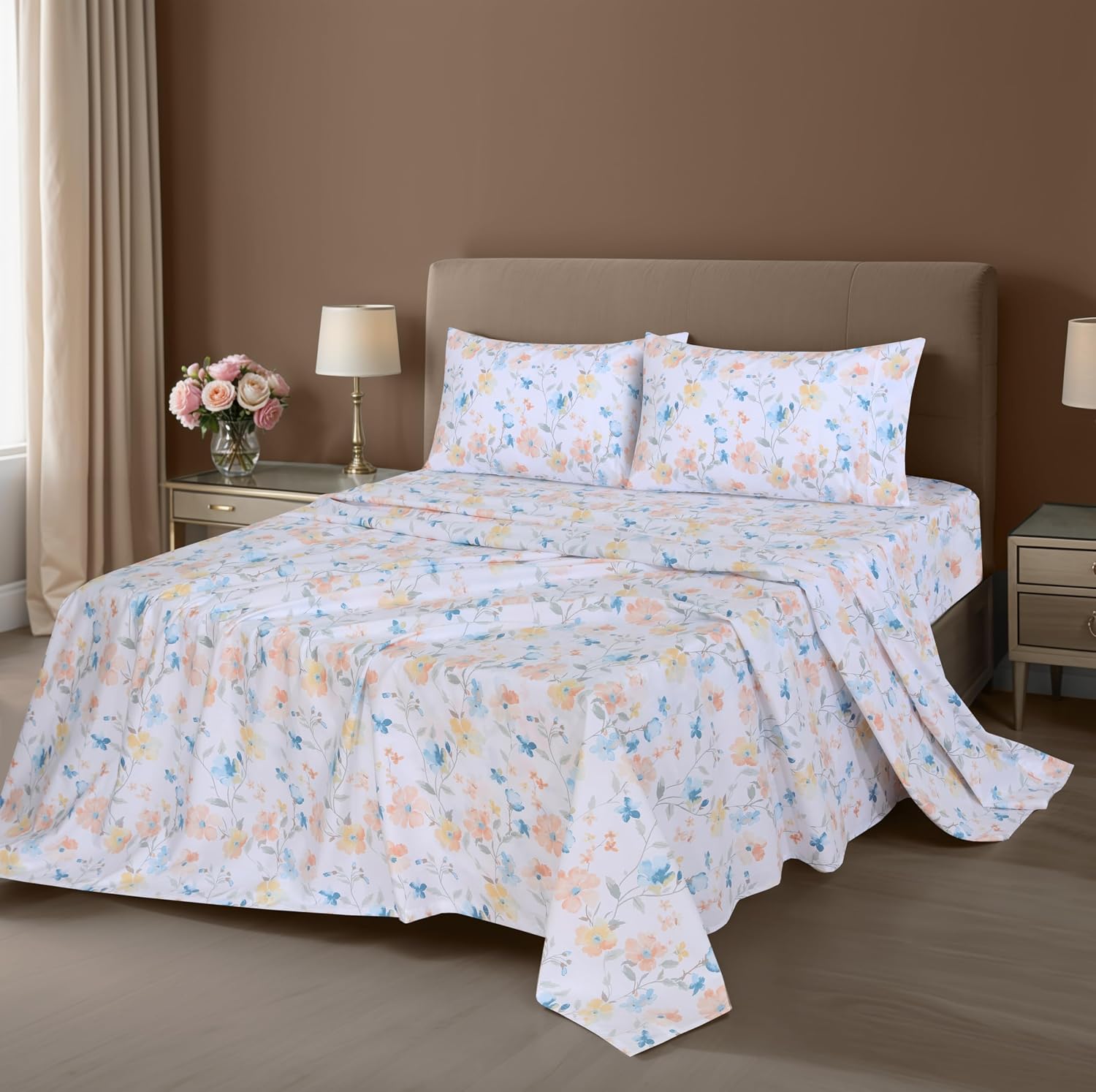 Zoyer 100% Cotton Percale Sheets Queen – Cooling Breathable Bed Sheets for Hot Sleepers, Crisp Hotel Style Bedding, Deep Pocket 16”, Lightw…