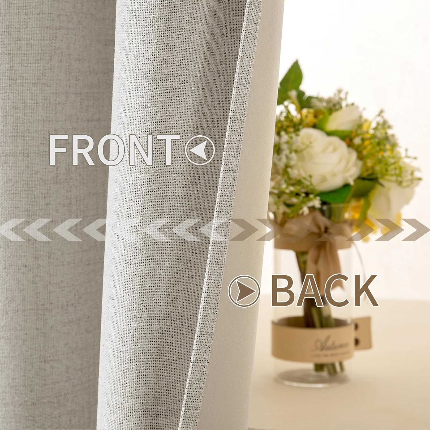 Miulee 100% Blackout Linen Curtains for Bedroom Thermal Insulated Cobblestone Grommet Room Darkening Curtains & Drapes for Living Room Nurs…