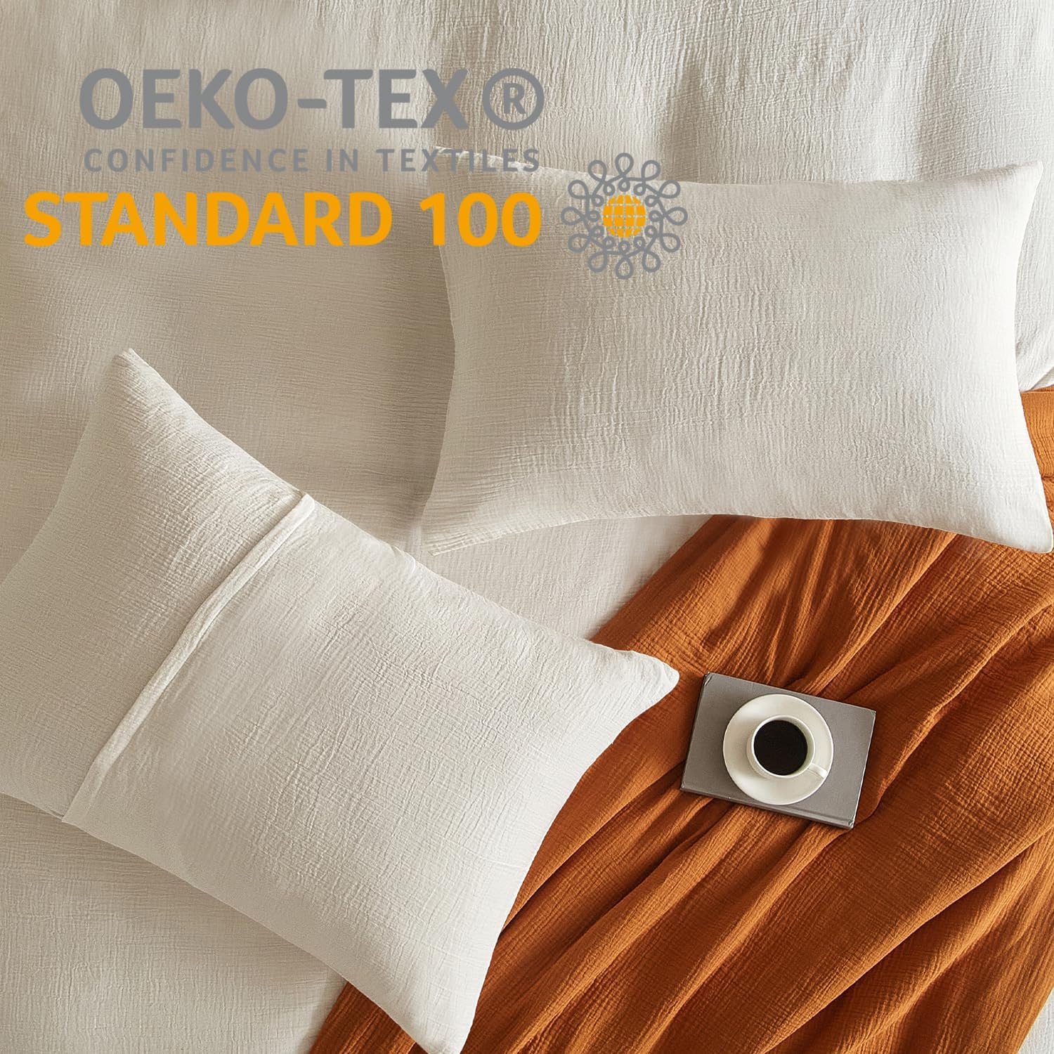 DefineCozyHealthyLife SE SOFTEXLY Muslin Pillowcases Queen Size 100% Cotton, 2 Pack Linen Like Pillow Shams with Envelope Closure, Ultral S…