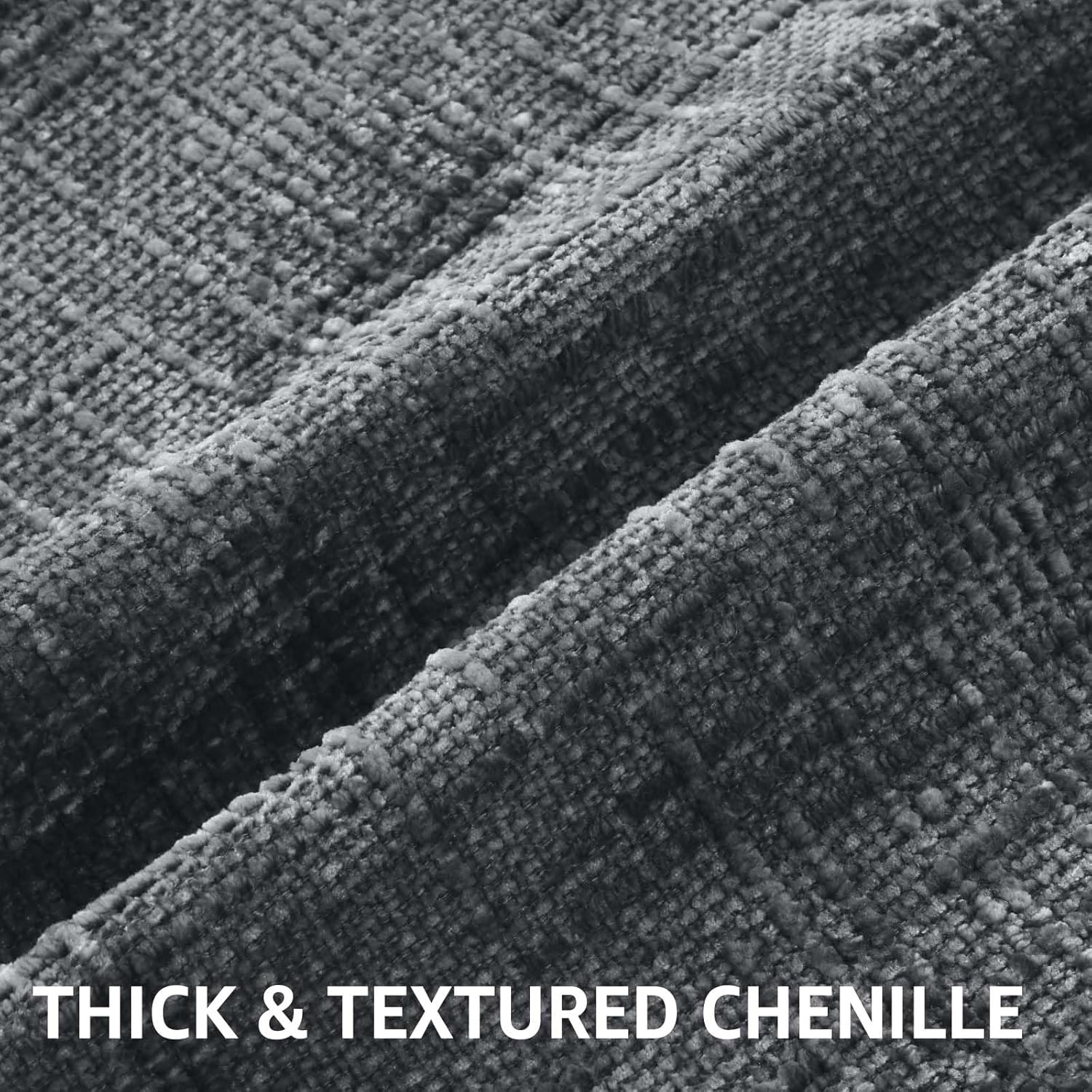 decorUhome Dark Grey Chenille Euro Sham Throw Pillow Covers 24x24 Set of 2 Textured Soft Cozy Slubby Couch Pillow Covers Modern Farmhouse B…
