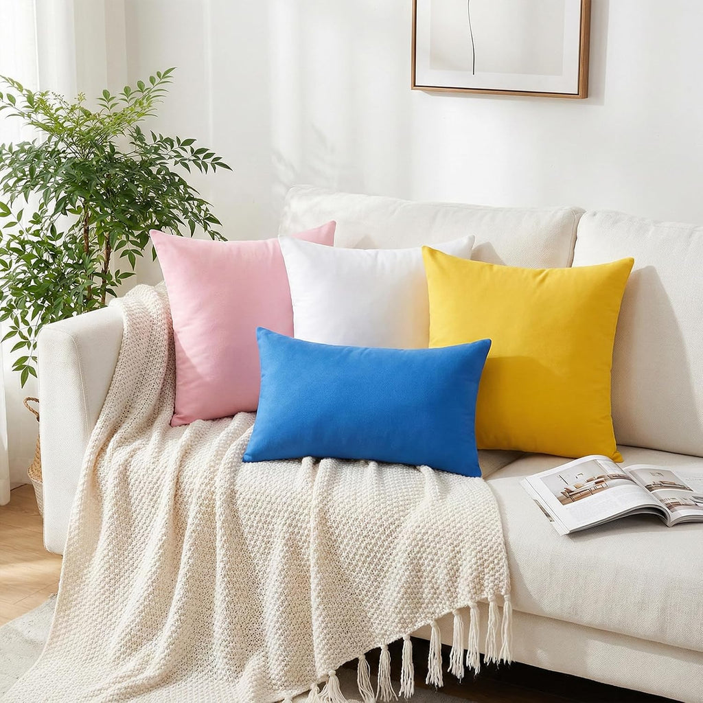 Thmyo 4-Pack 100% Cotton Lumbar Comfortable Solid Decorative Throw Pillow Case, Rectangle Cushion Cover Pillowcase Sublimation Blank Pillow…