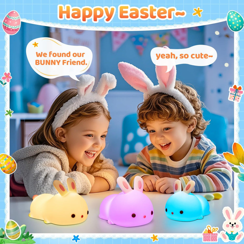 One Fire Night Light for Kids Bunny Toys, 16 Colors Squishy Bunny Lamp, Soft Silicone Bunnies Stuff,1200mah Dimmable Bunnies Cute Lamp…