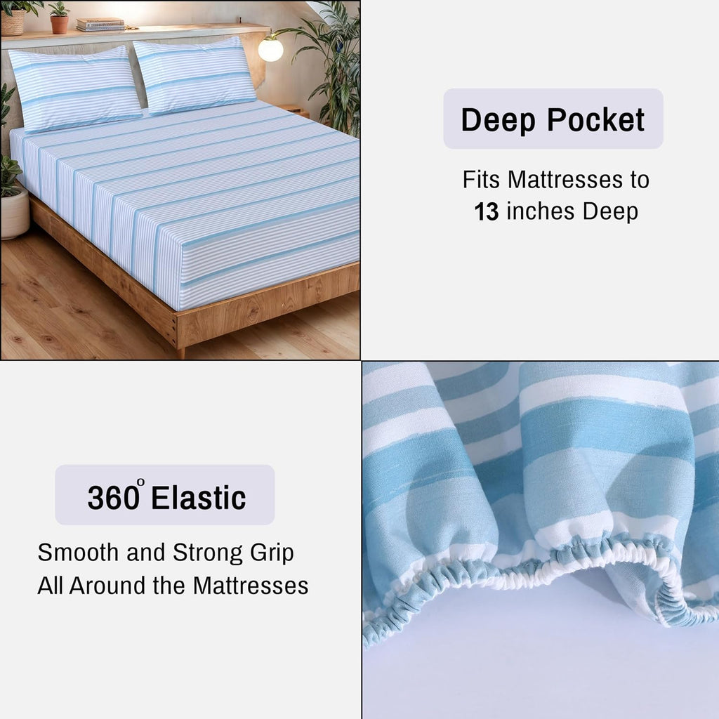 Ruvanti 100% Cotton Organic Percale Sheets Cal King Size – Crisp Cooling Bed Sheets for Hot Sleepers, Deep Pocket 13”, Soft Peach Finish, B…
