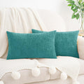 Hwy50 HWY 50 Teal Lumbar Pillow Covers 12x20 Inch Pack of 2, Soft Chenille Decorative Throw Pillow Covers Farmhouse for Couch Sofa Living R…