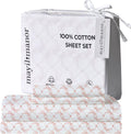 Full Size Fitted Sheet with 18" Deep Pockets, Flat Sheet - Percale Weave Natural - Breathable 100% Cotton Bedding, 1 Fitted Sheet + 1…