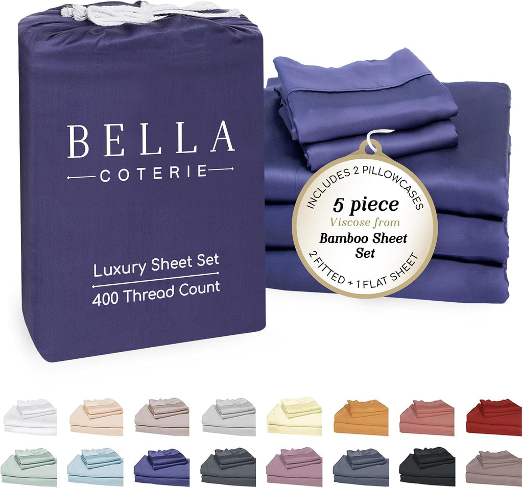 Bella Coterie Luxury Bamboo Viscose Split King Size Sheet Set | 2 Fitted Sheets for Sleep Number & Adjustable Beds | 100% Organically…