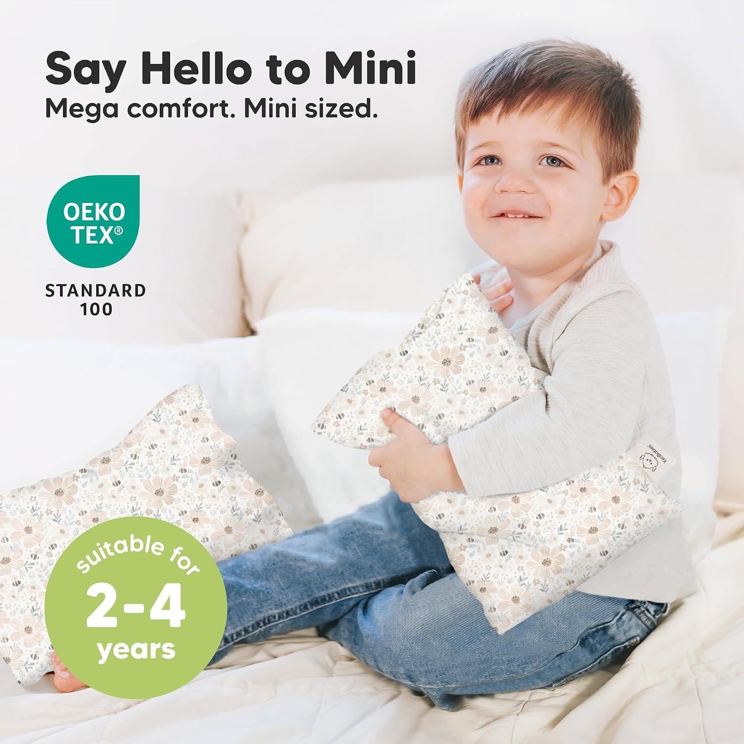 Mini Toddler Pillow with Pillowcase - 9x13 My Little Dreamy Travel Kids Pillow for Sleeping, Toddler Bed, Small, Tiny, Organic Cotton…