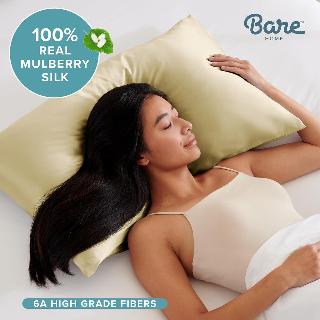 BareHome Bare Home 100% Mulberry Silk Pillowcase for Hair and Skin - Ultra 6A Grade 19 Momme Silk Pillow Case - Hidden Zipper - Breathable…
