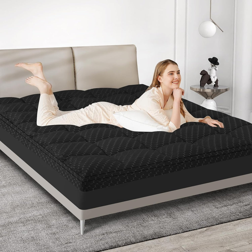 Dual Layer 3 Inch Memory Foam Mattress Topper Queen Size, 2 Inch Cooling Gel Memory Foam Plus 1 Inch Pillow Top Mattress Pad Cover, with…