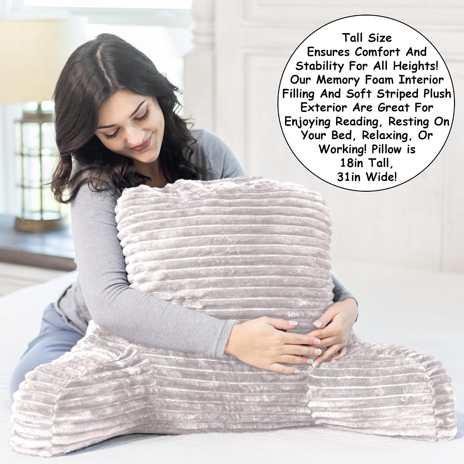Homie Reading Pillow with Reading Light and Wrist Support, Has Arm Rests, and Back Support for Bed Rest, Lounging, Reading, Working on…