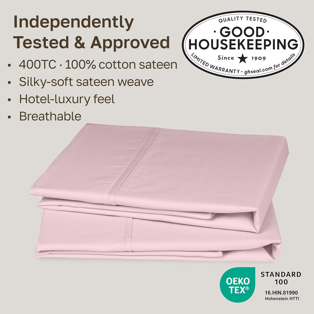 CaliforniaDesignDen California Design Den Standard Queen Size Pillowcase Set - 400 Thread Count, 100% Cotton Sateen, Set of 2 Pillow Covers…