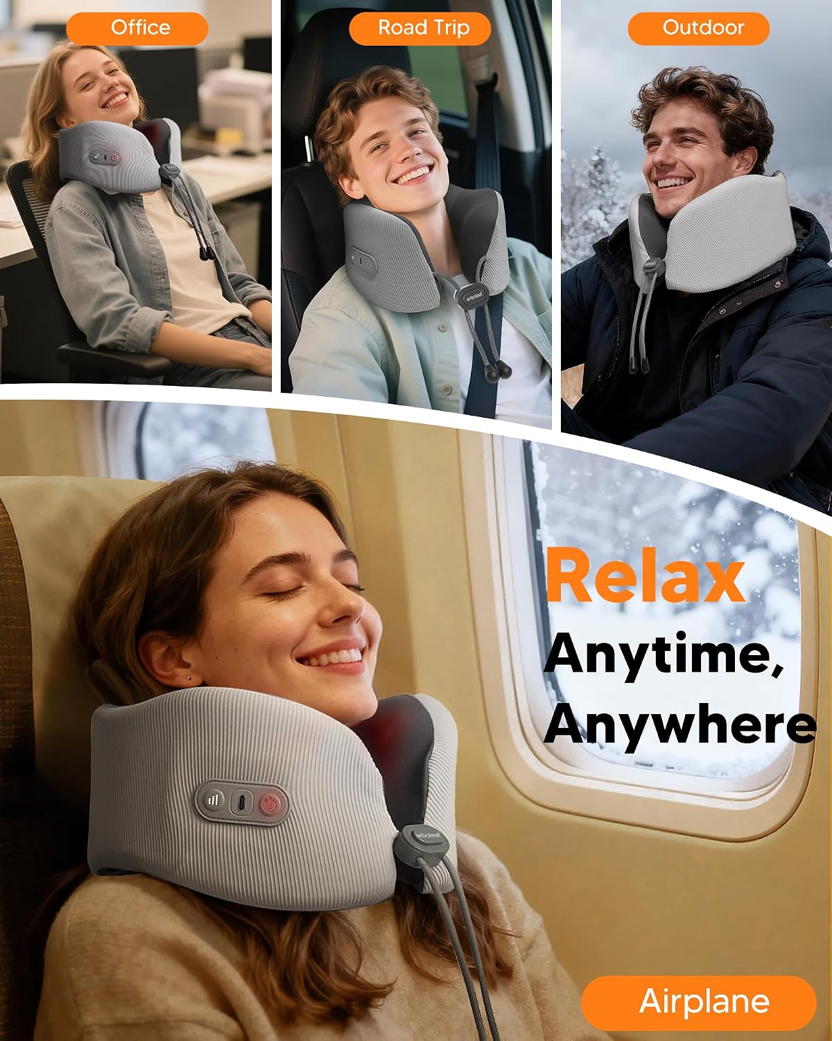 arboleaf Heated Neck Pillow for Travel, Memory Foam Airplane Pillow with Graphene Zoned Heating, USB-C Rechargeable, 360° Support — Comfort…