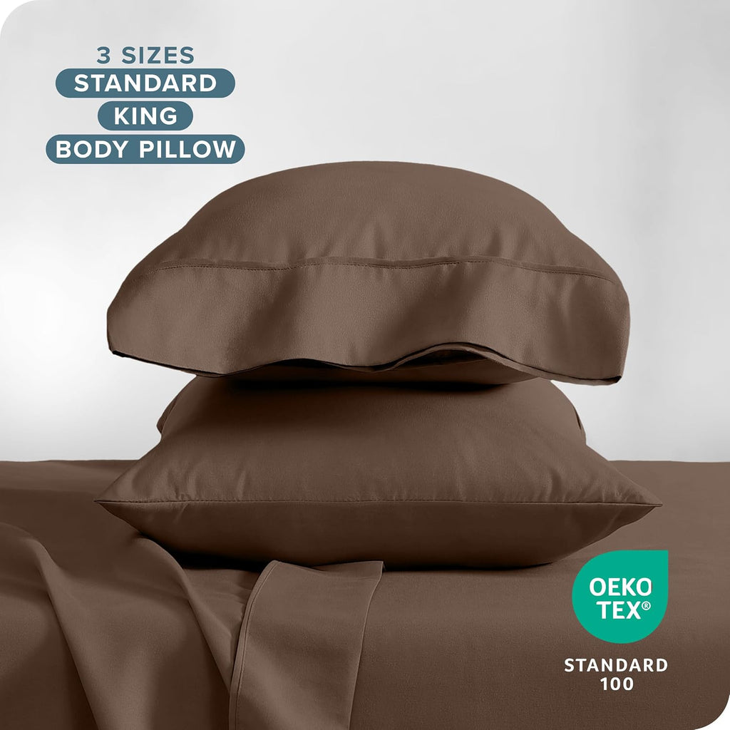 BareHome Bare Home Microfiber Pillow Cases - Standard/Queen Size Set of 2 - Cooling Pillowcases - Double Brushed - Cocoa Pillowcases 2 Pack…
