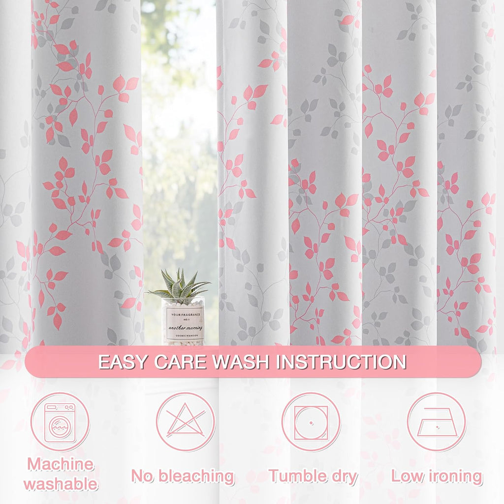 Meetsky 95% Blackout Pink Curtains for Bedroom - 96 Inch Curtains 2 Panel Set Thermal Insulated Grommet Window Treatments Light Blocking Dr…